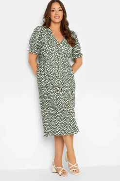 M&Co Womens M&Co Green Polka Dot Button Through Dress