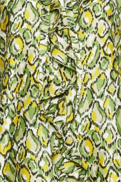 M&Co Womens M&Co Green Snake Print Tie Neck Blouse