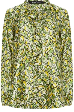 M&Co Womens M&Co Green Snake Print Tie Neck Blouse