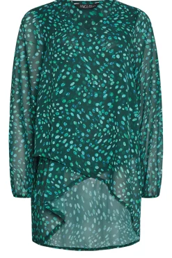 M&Co Womens M&Co Green Spot Print Wrap Blouse