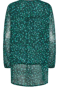 M&Co Womens M&Co Green Spot Print Wrap Blouse