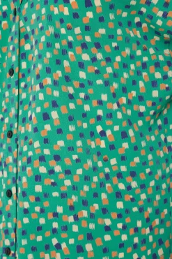 M&Co Womens M&Co Green Spot Print V-Neck Blouse