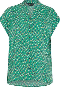 M&Co Womens M&Co Green Spot Print V-Neck Blouse
