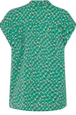 M&Co Womens M&Co Green Spot Print V-Neck Blouse