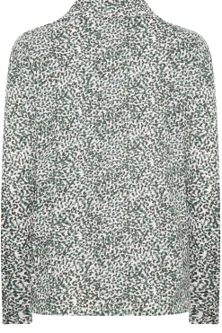 M&Co Womens M&Co Green Spot Print Collared Long Sleeve Cotton Top