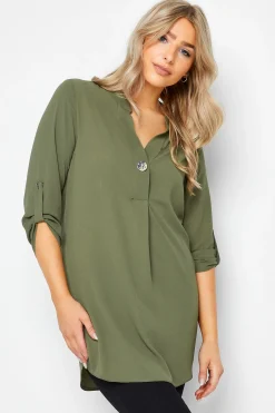 M&Co Womens M&Co Green Statement Button Tab Sleeve Shirt