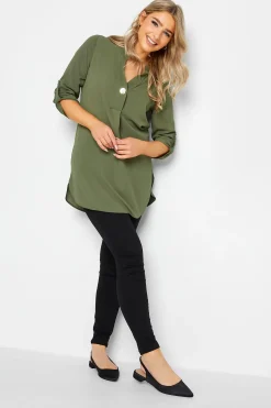 M&Co Womens M&Co Green Statement Button Tab Sleeve Shirt