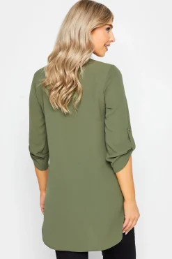 M&Co Womens M&Co Green Statement Button Tab Sleeve Shirt