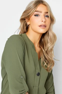 M&Co Womens M&Co Green Statement Button Tab Sleeve Shirt