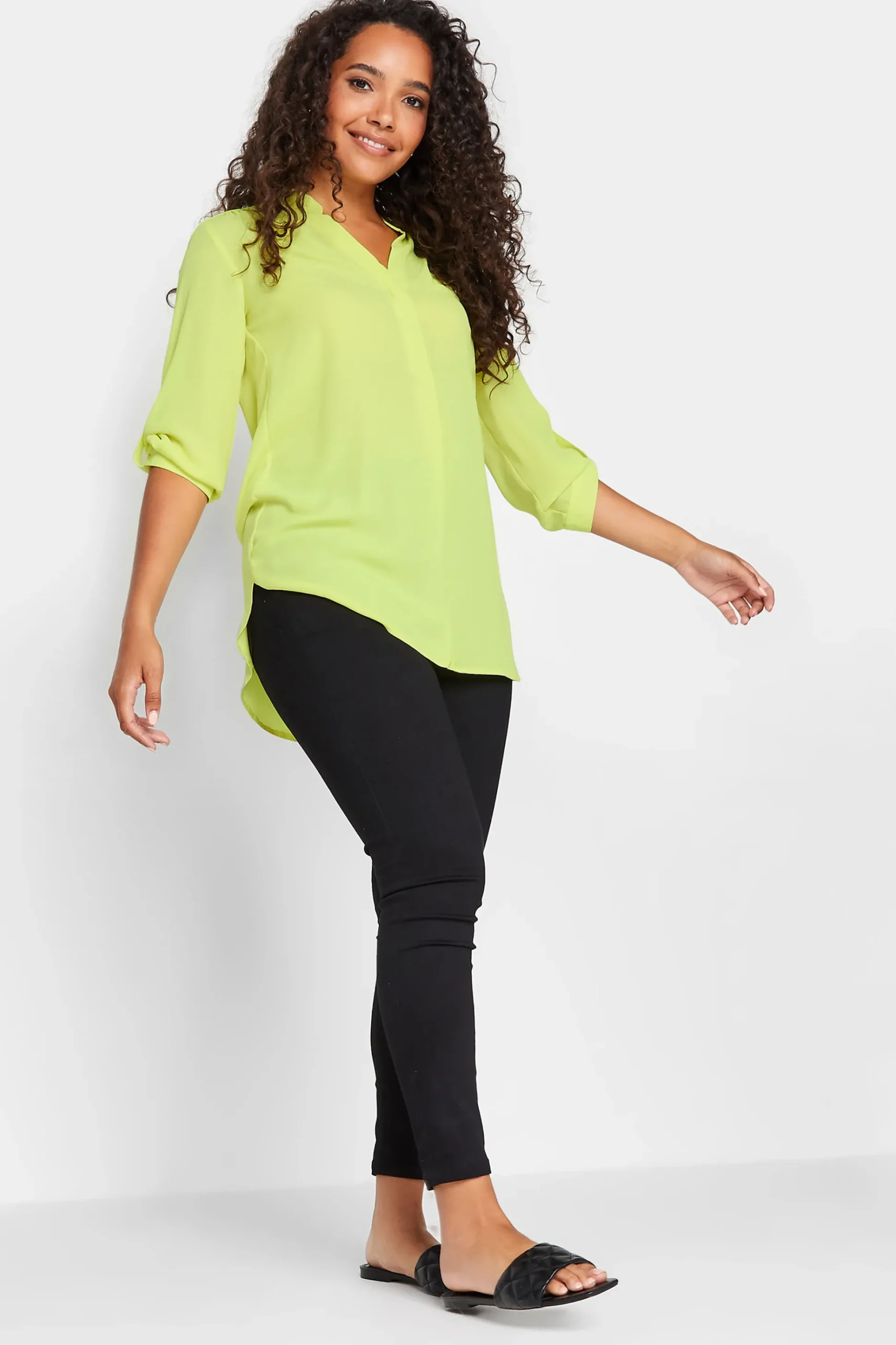 M&Co Womens M&Co Green Tab Sleeve Blouse