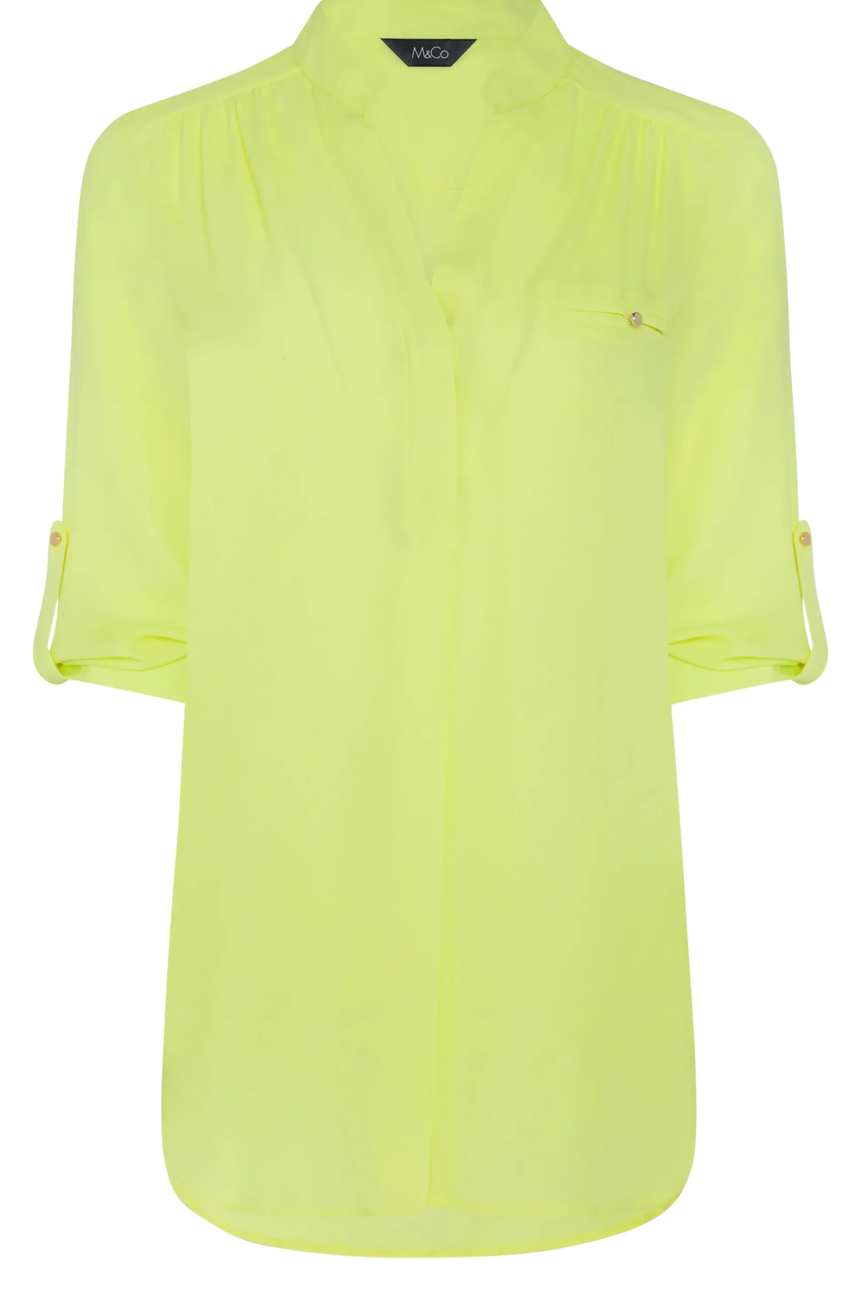 M&Co Womens M&Co Green Tab Sleeve Blouse