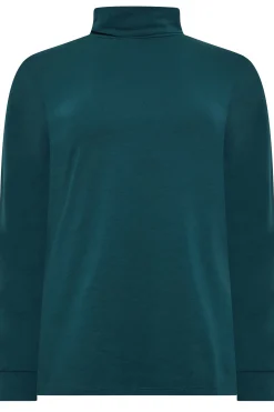 M&Co Womens M&Co Green Turtle Neck Long Sleeve Cotton Blend Top