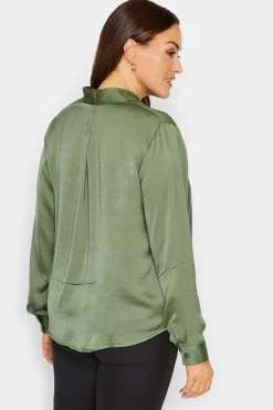 M&Co Womens M&Co Green Wrap Front Blouse