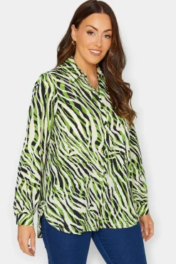 M&Co Womens M&Co Green Zebra Print Long Sleeve Shirt