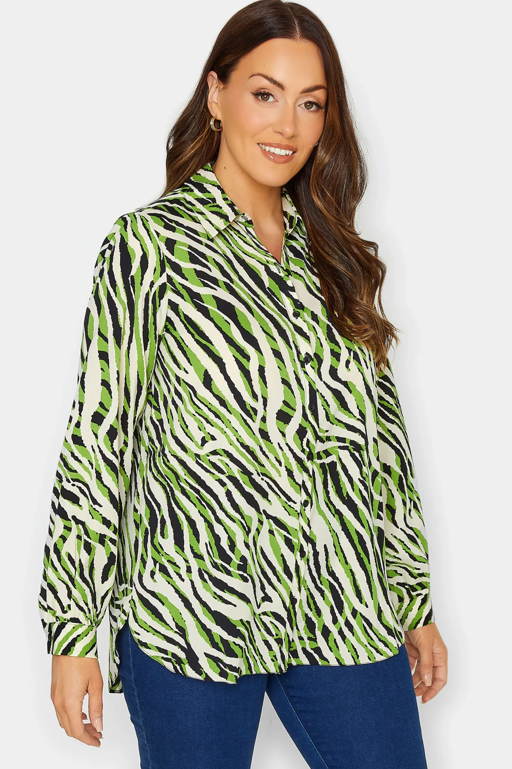 M&Co Womens M&Co Green Zebra Print Long Sleeve Shirt