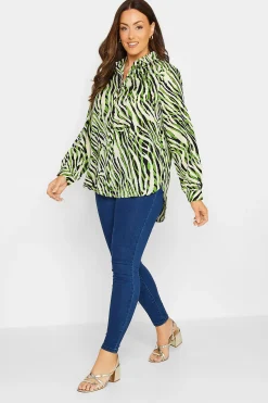 M&Co Womens M&Co Green Zebra Print Long Sleeve Shirt