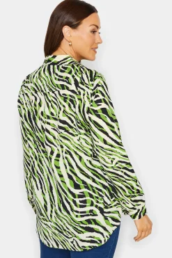M&Co Womens M&Co Green Zebra Print Long Sleeve Shirt