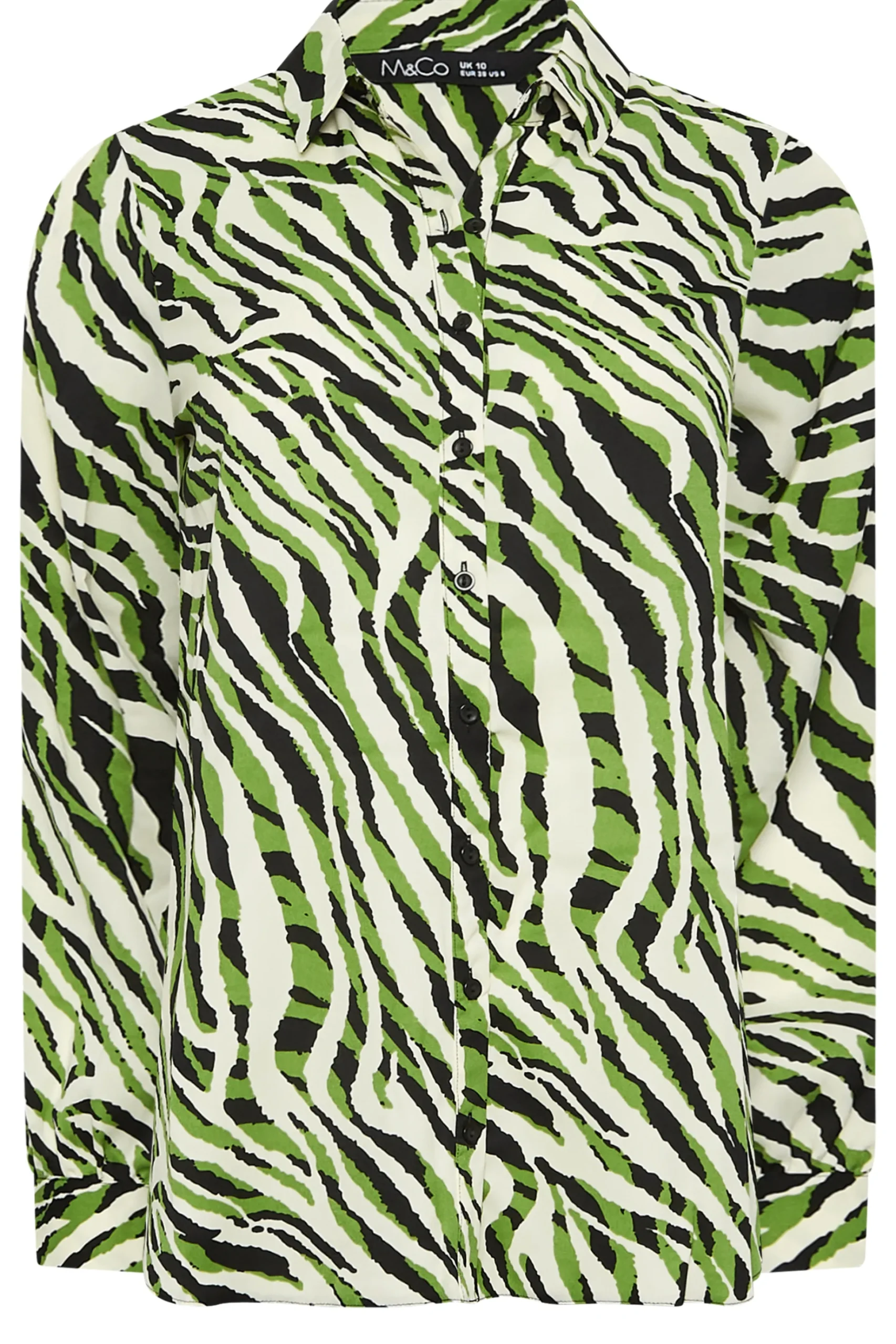 M&Co Womens M&Co Green Zebra Print Long Sleeve Shirt