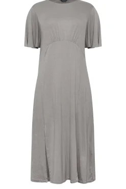 M&Co Womens M&Co Grey Angel Sleeve Split Hem Midi Dress