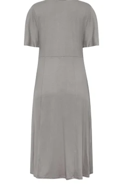 M&Co Womens M&Co Grey Angel Sleeve Split Hem Midi Dress