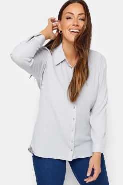 M&Co Womens M&Co Grey Button Through Tunic Shirt