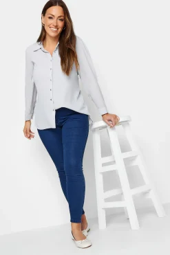 M&Co Womens M&Co Grey Button Through Tunic Shirt