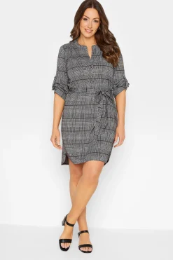 M&Co Womens M&Co Grey Check Tie Waist Tunic Dress