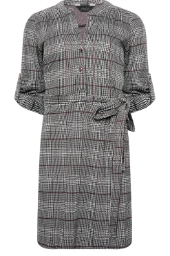 M&Co Womens M&Co Grey Check Tie Waist Tunic Dress