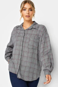 M&Co Womens M&Co Grey Check Half Placket Shirt