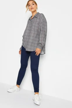 M&Co Womens M&Co Grey Check Half Placket Shirt