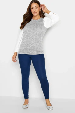M&Co Womens M&Co Grey Contrast Long Sleeve Top