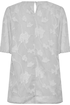 M&Co Womens M&Co Grey Floral Shimmer Angel Sleeve Blouse