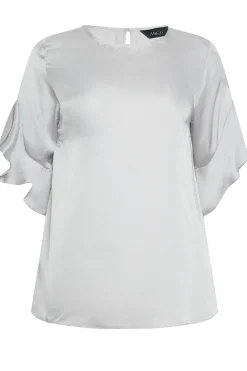 M&Co Womens M&Co Grey Frill Sleeve Blouse