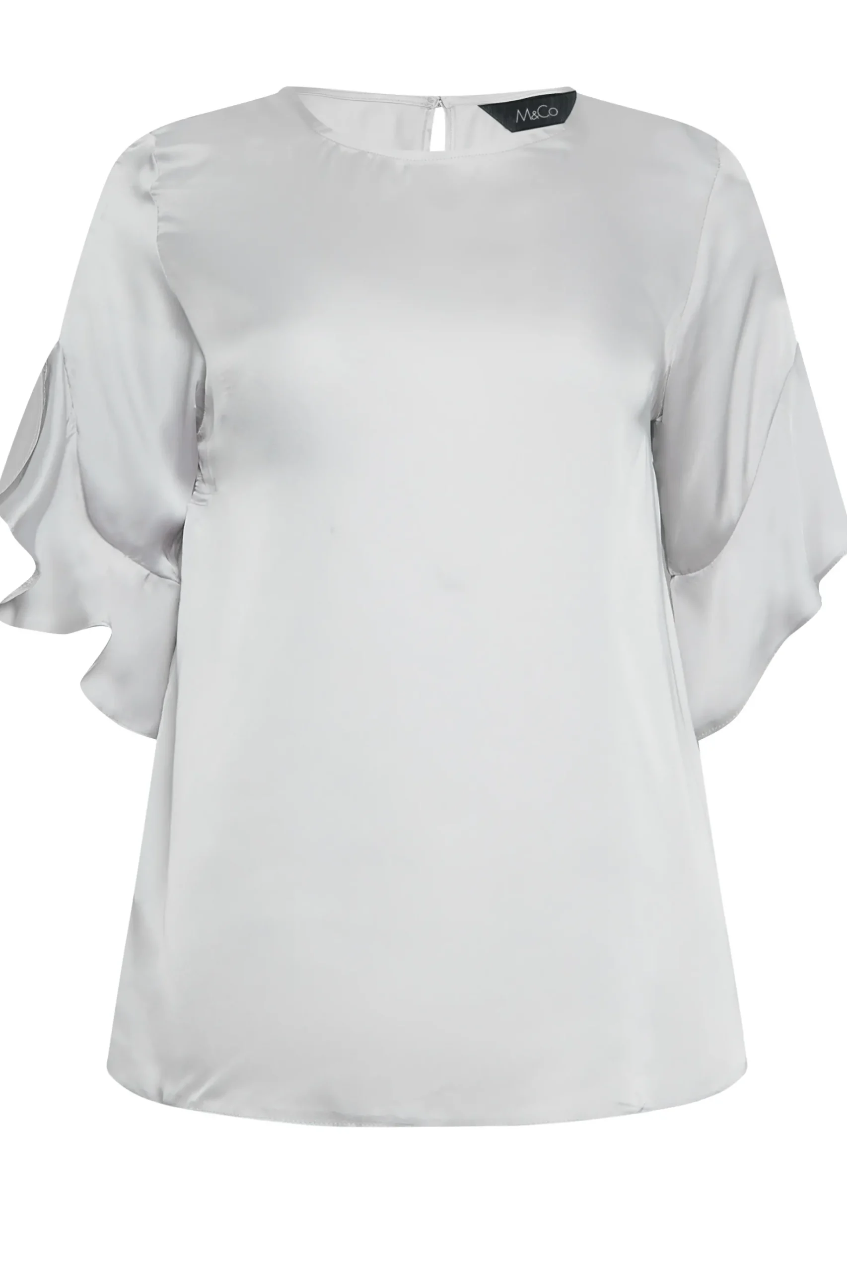 M&Co Womens M&Co Grey Frill Sleeve Blouse