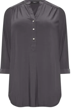 M&Co Womens M&Co Grey Half Placket Jersey Shirt