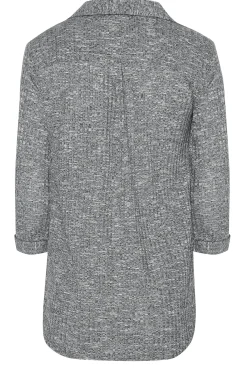 M&Co Womens M&Co Grey Marl Half Placket Jersey Shirt