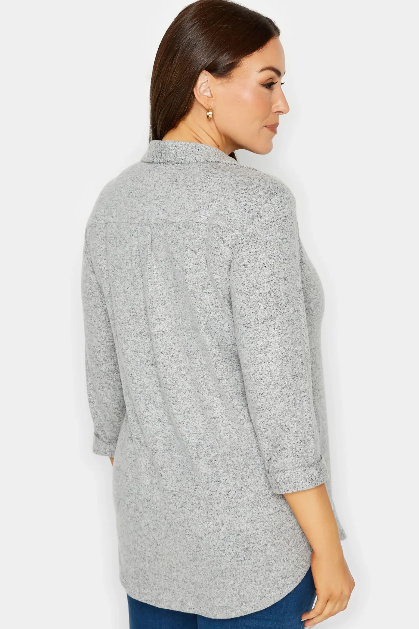 M&Co Womens M&Co Grey Soft Touch Half Placket Jersey Shirt