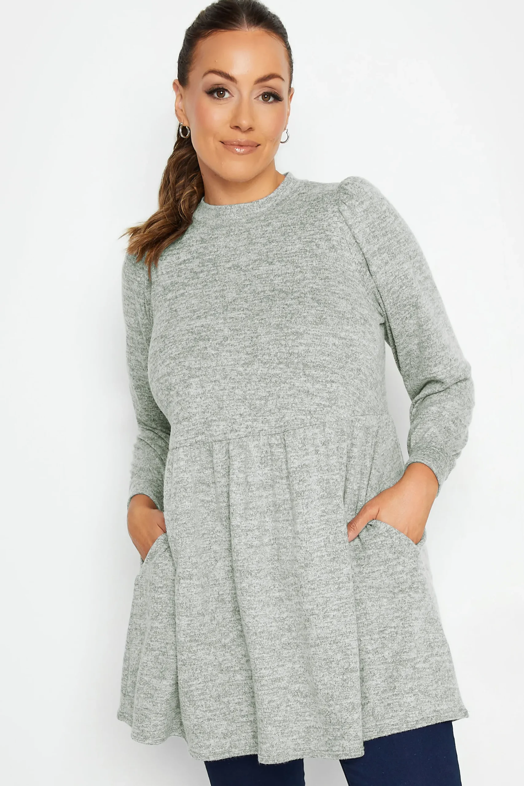 M&Co Womens M&Co Grey Soft Touch Smock Top