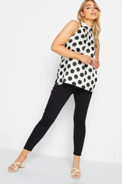 M&Co Womens M&Co Grey Spot Print Halterneck Blouse
