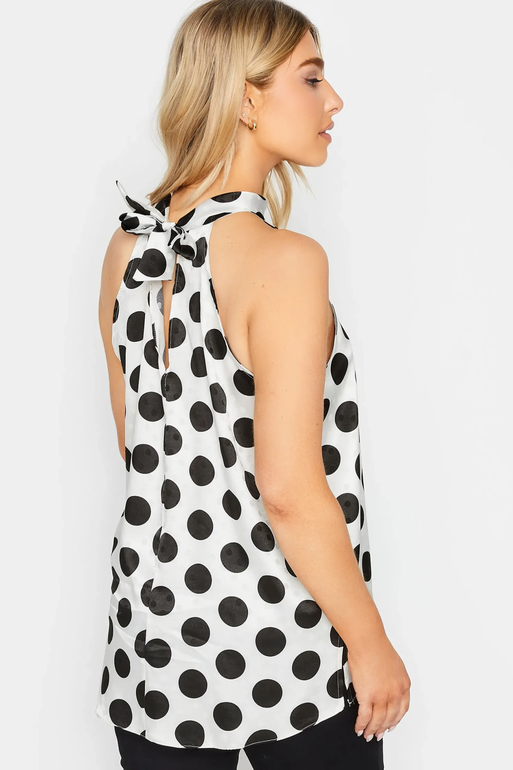 M&Co Womens M&Co Grey Spot Print Halterneck Blouse