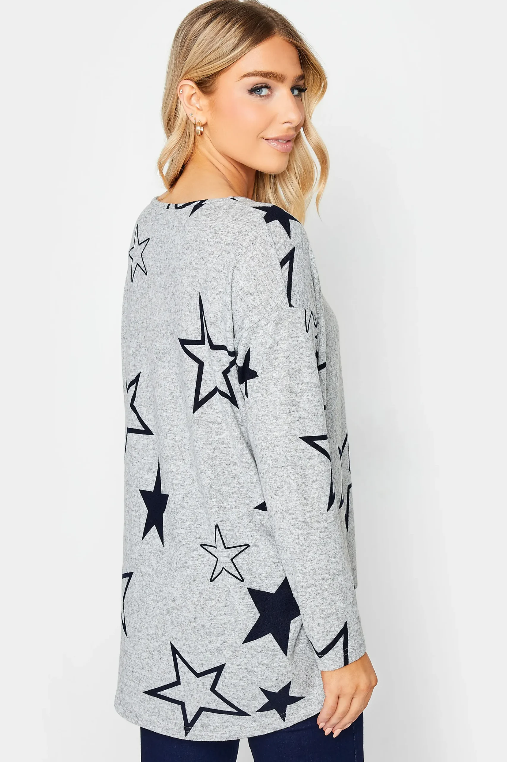 M&Co Womens M&Co Grey Star Print Jumper