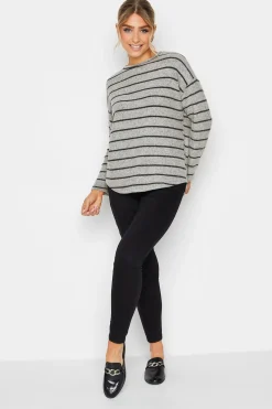 M&Co Womens M&Co Grey Stripe Jumper