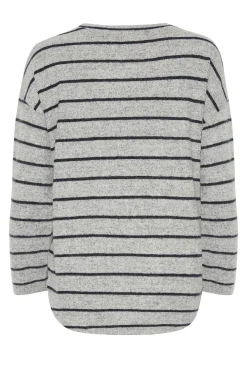 M&Co Womens M&Co Grey Stripe Jumper