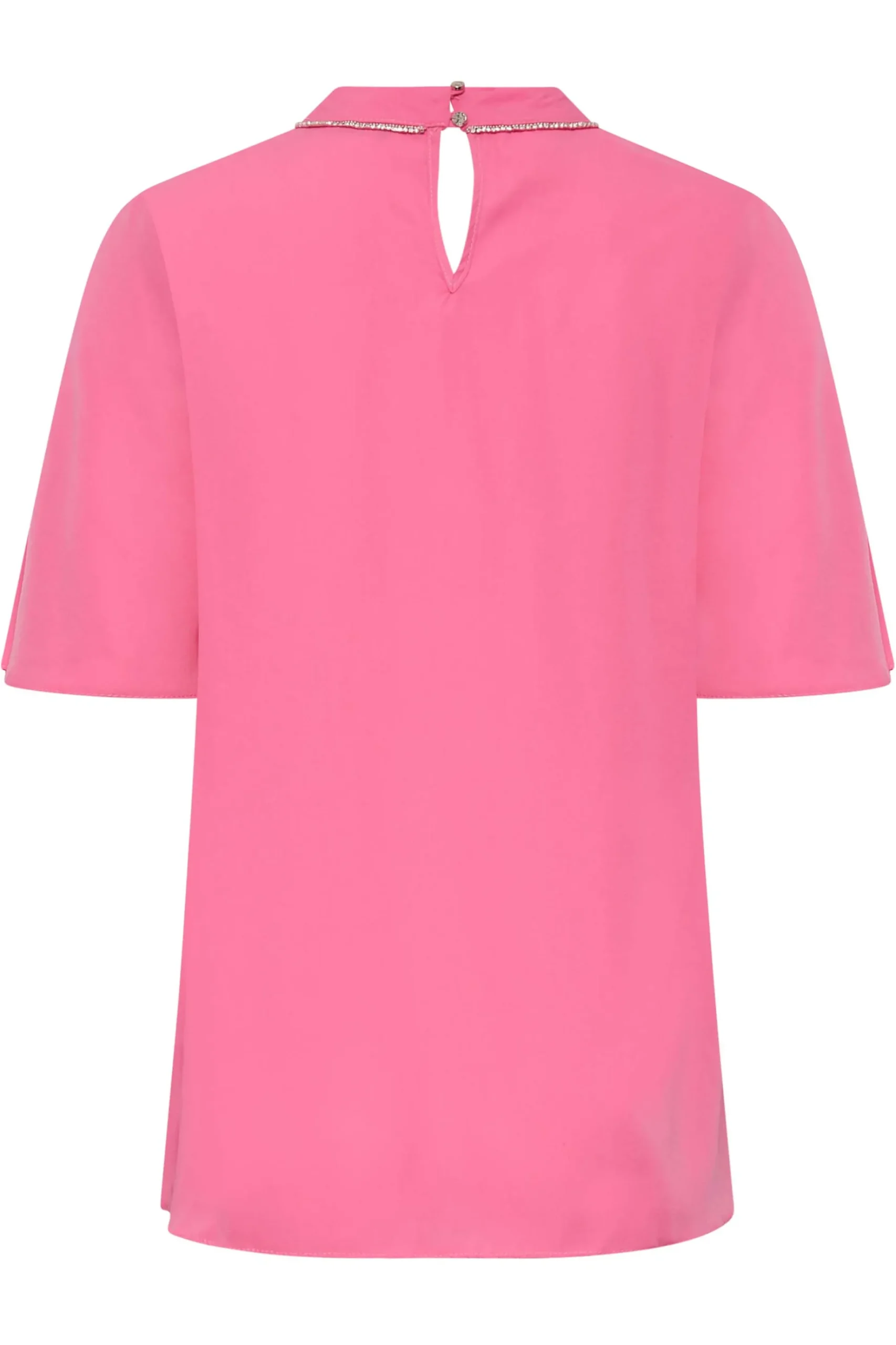 M&Co Womens M&Co Hot Pink Embellished Neck Keyhole Blouse