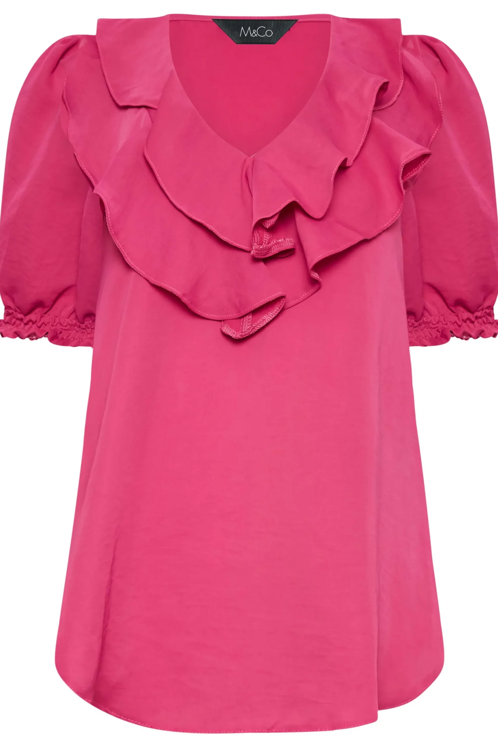 M&Co Womens M&Co Hot Pink Frill Front Blouse