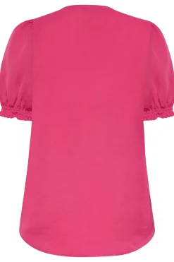 M&Co Womens M&Co Hot Pink Frill Front Blouse