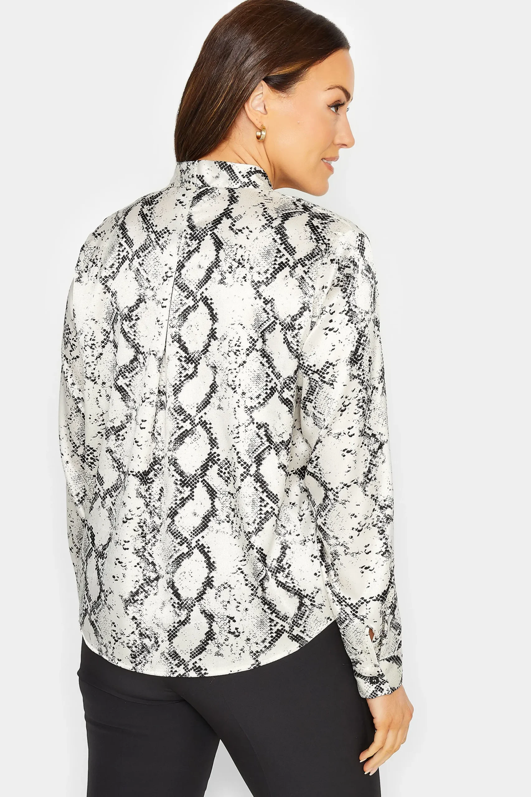 M&Co Womens M&Co Ivory White Snake Print Wrap Front Blouse