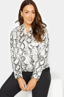 M&Co Womens M&Co Ivory White Snake Print Wrap Front Blouse