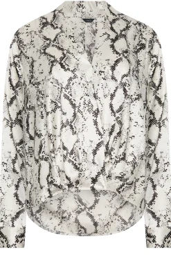 M&Co Womens M&Co Ivory White Snake Print Wrap Front Blouse