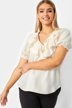 M&Co Womens M&Co Ivory White Frill Blouse